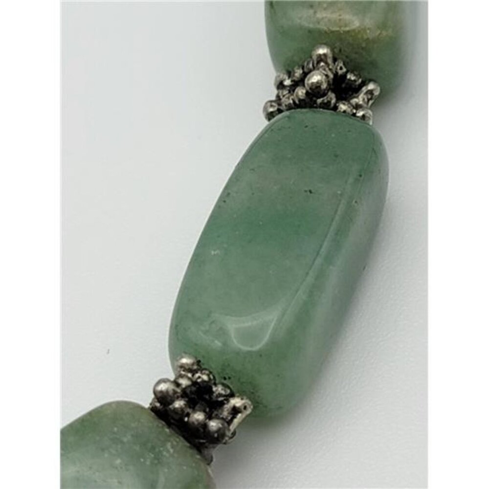 Green Nephrite Jade Chunky Bead Necklace 17" Silver-Tone Lobster Clasp - Picture 5 of 8